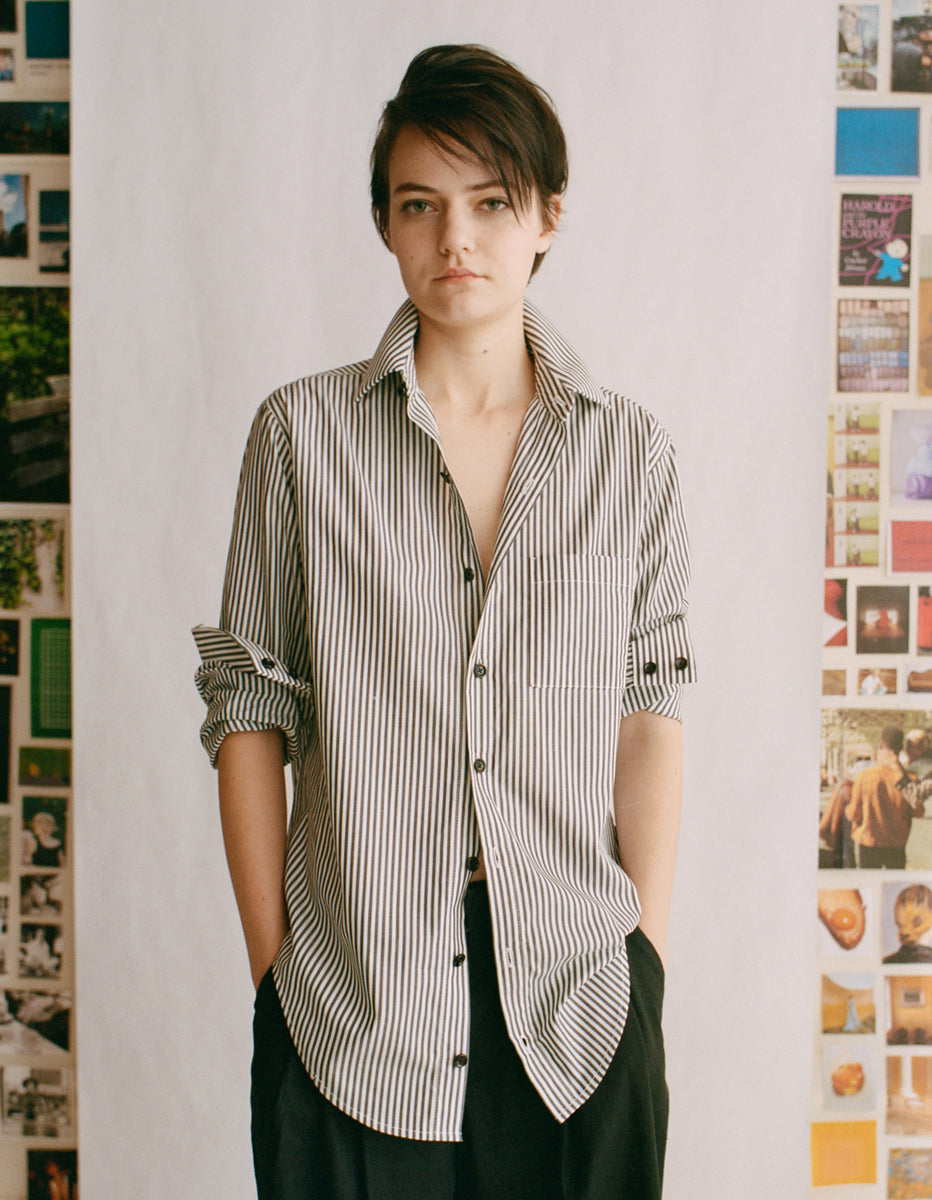 【MODERNIF】Enough Oxford Stripe Shirt MODERNIF】Enough Oxford Stripe Shirt (modernif/ブラウス
