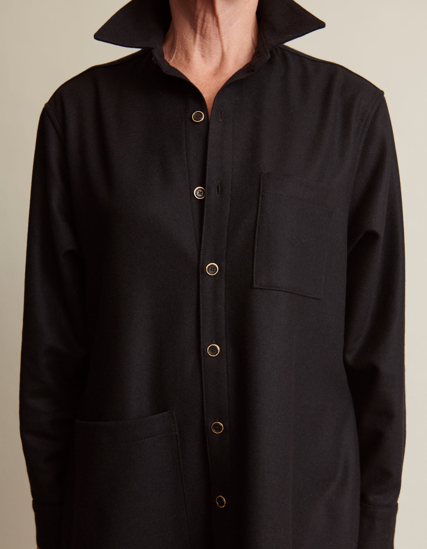 The Shirtdress (Enamel & Gold Merino Wool)