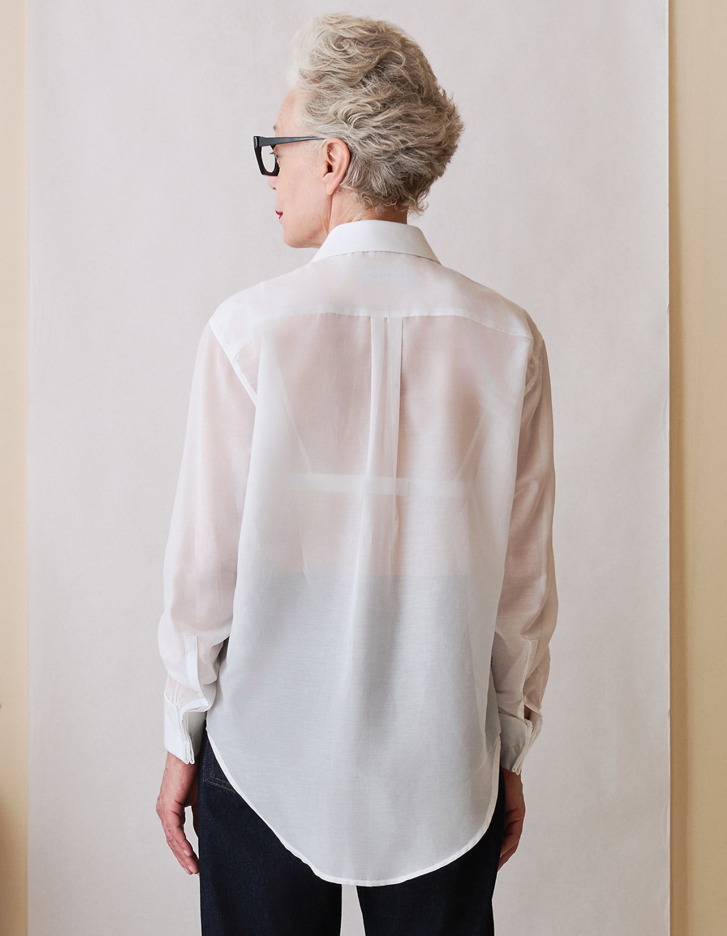 The Tuxedo Shirt (Veil White Sheer Silk Cotton)