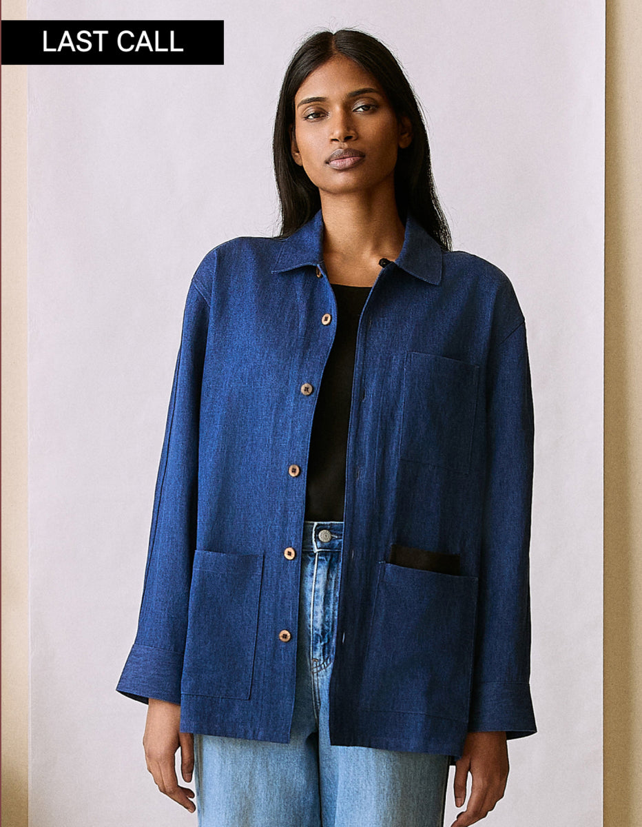 The Hemp Denim Chore Coat in Indigo Hemp Denim | NAOMI NOMI