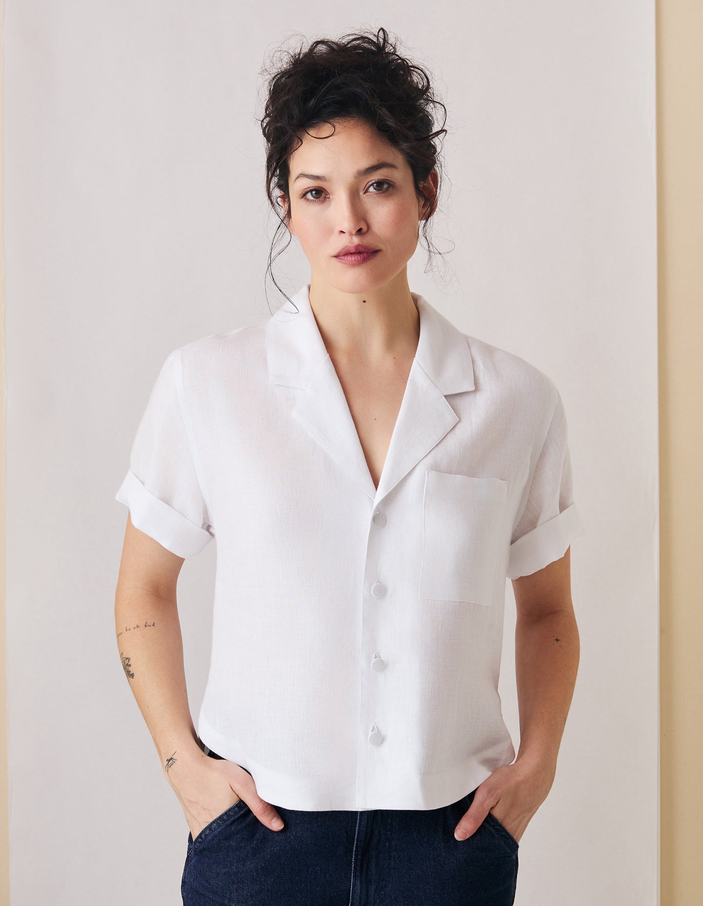 The Studio Shirt (Heatwave White Linen)