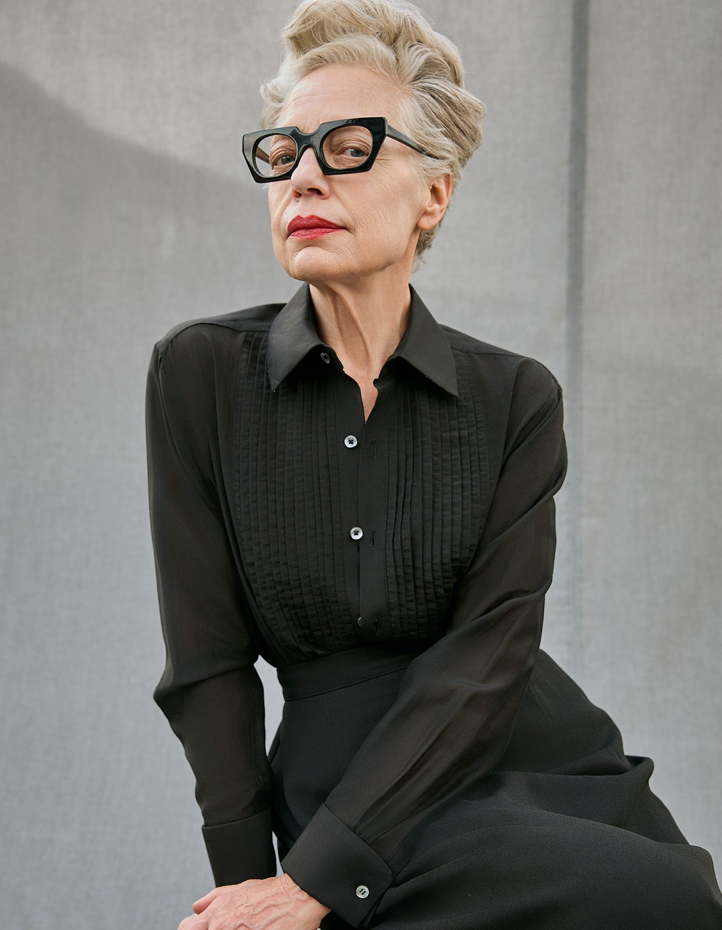 The Tuxedo Shirt (Shadow Black Sheer Silk Cotton)