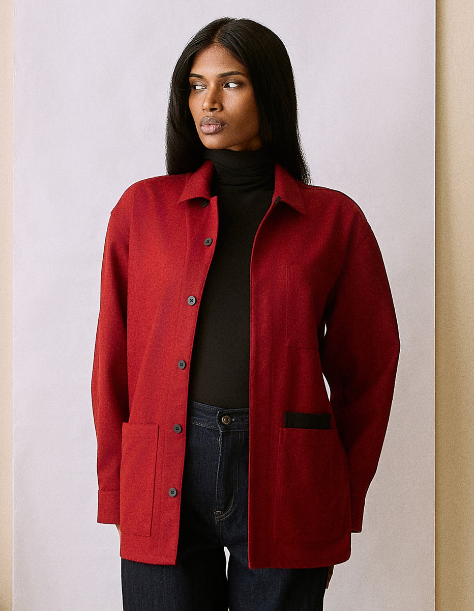 The Merino Chore Coat in Period Red | NAOMI NOMI