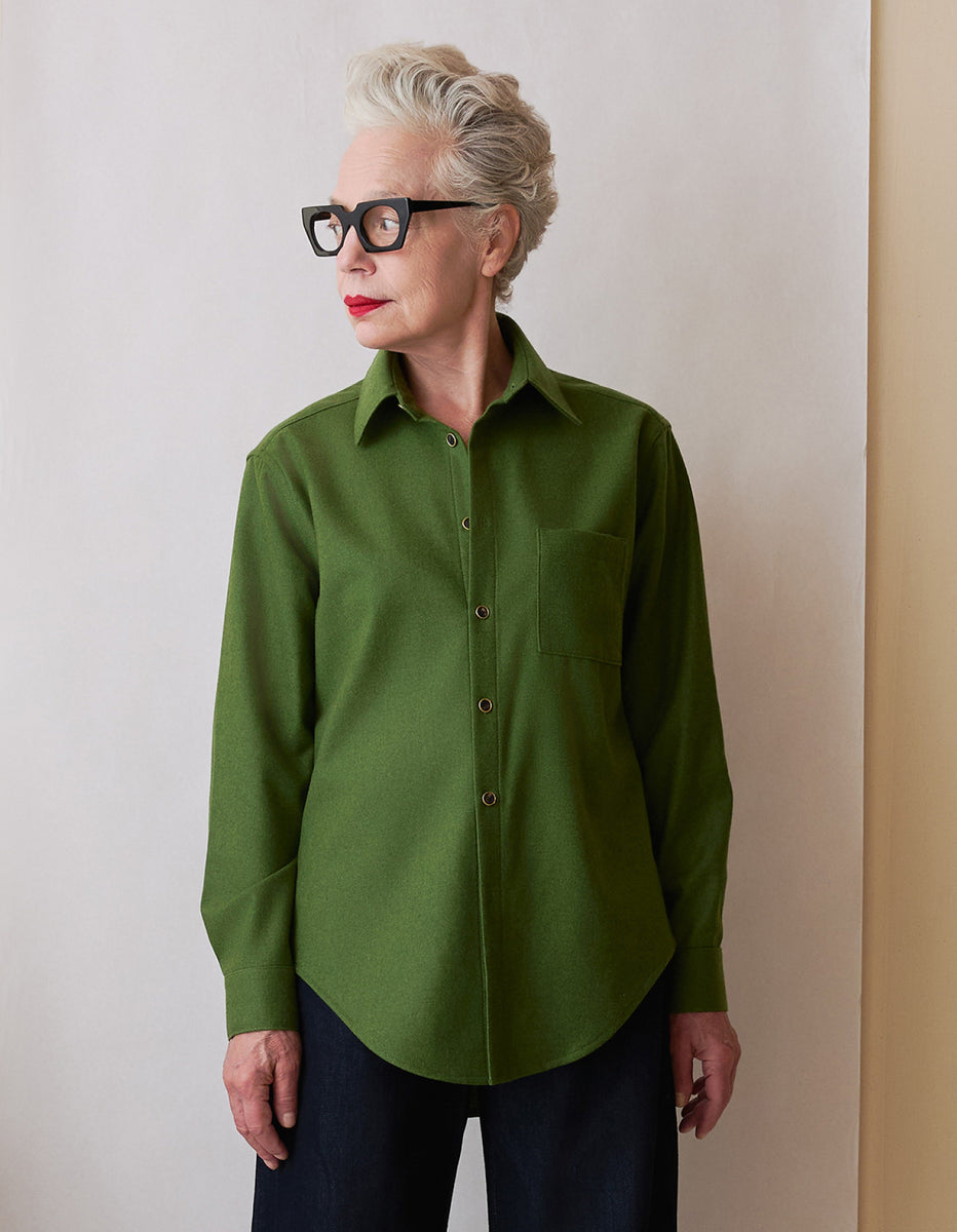 トップス nomi The New Oxford Shirt in Noble Green Merino Wool | NAOMI NOMI