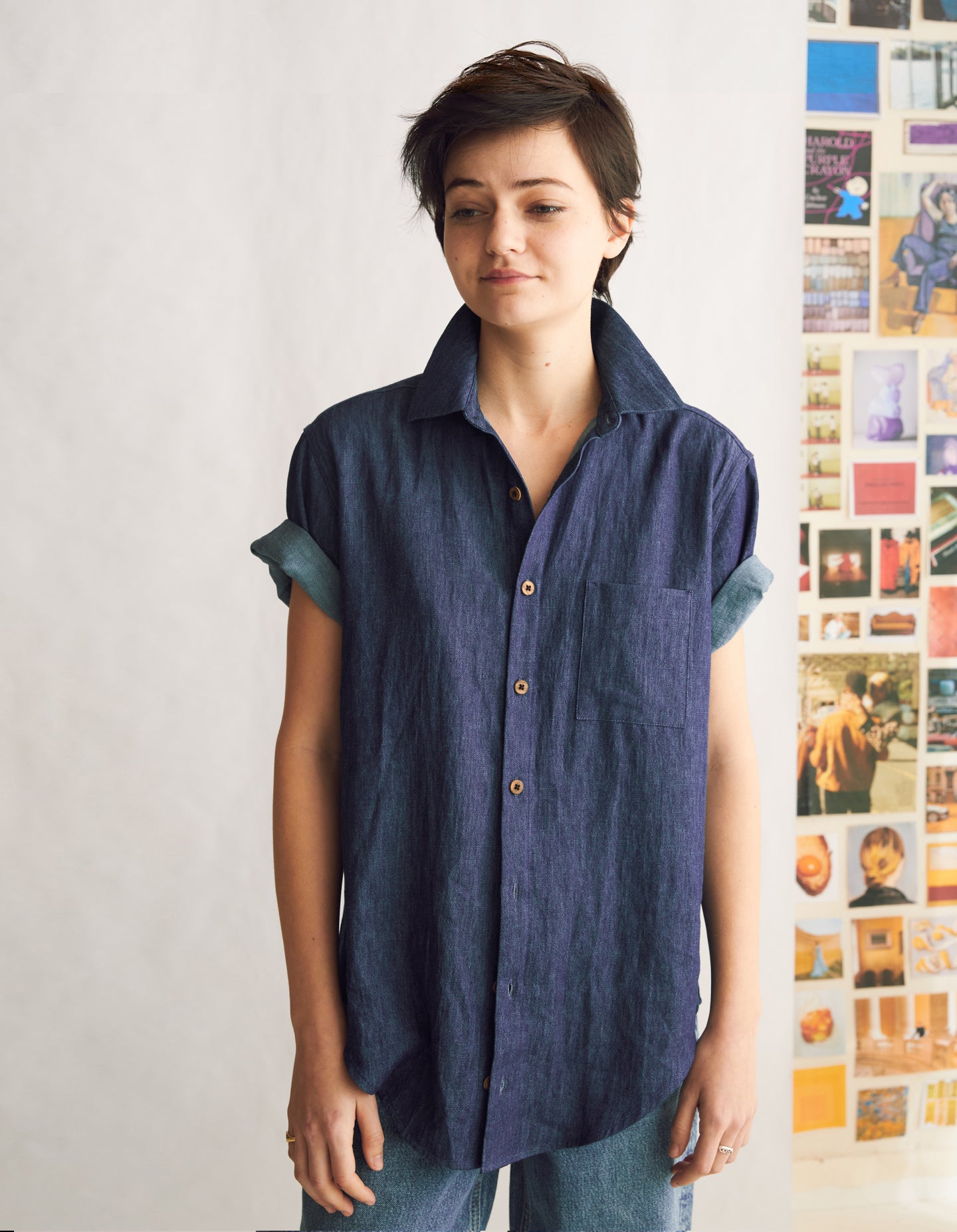 Short Sleeve Oxford (Indigo Hemp Denim)