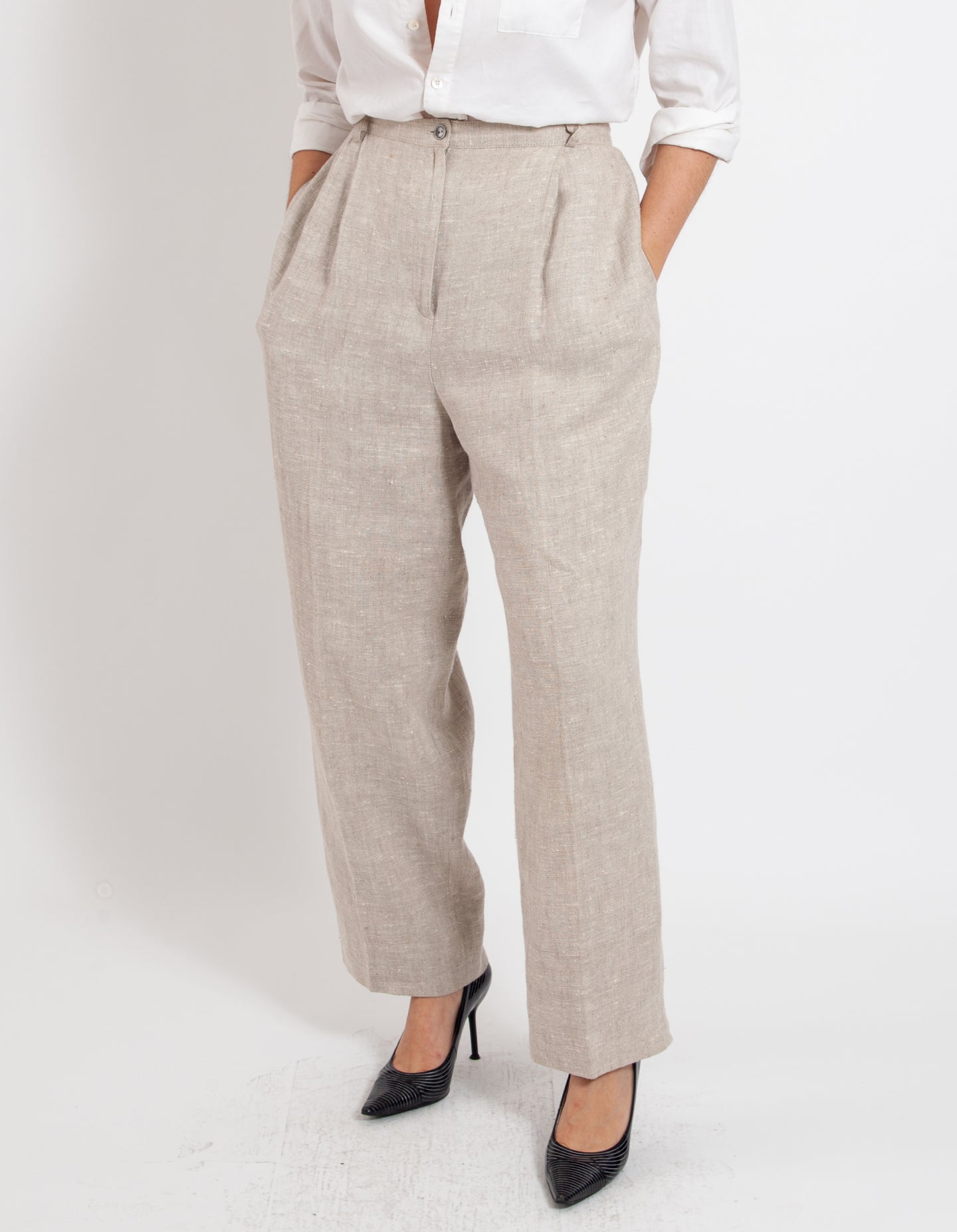 Vintage Slubbed Linen Trousers