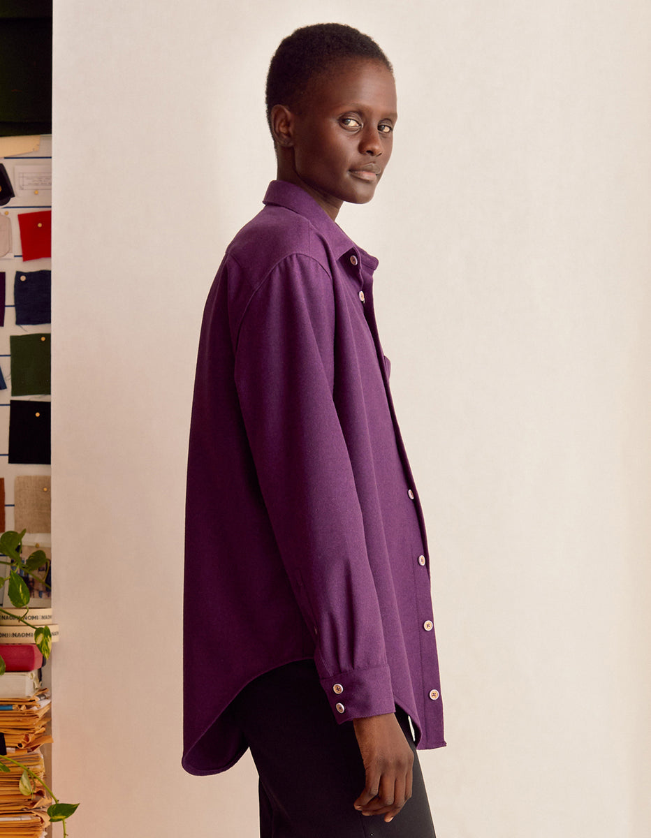 The New Oxford Shirt in Big Purple Merino Wool | NAOMI NOMI