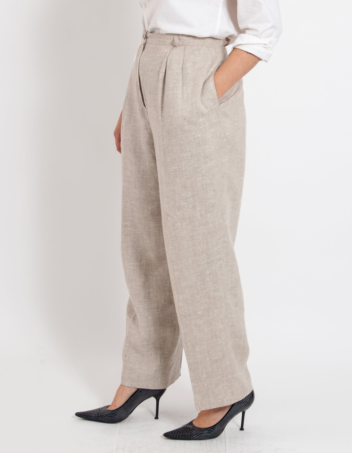 Vintage Slubbed Linen Trousers