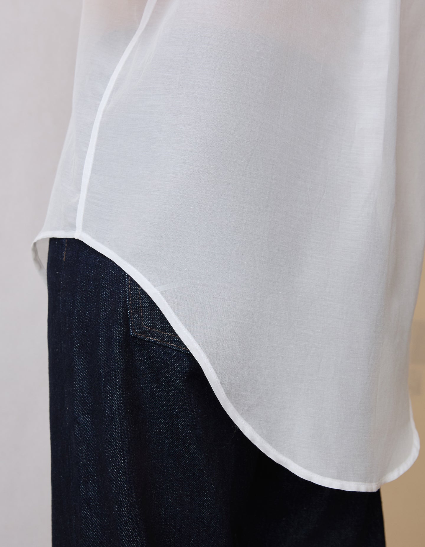 The Tuxedo Shirt (Veil White Sheer Silk Cotton)