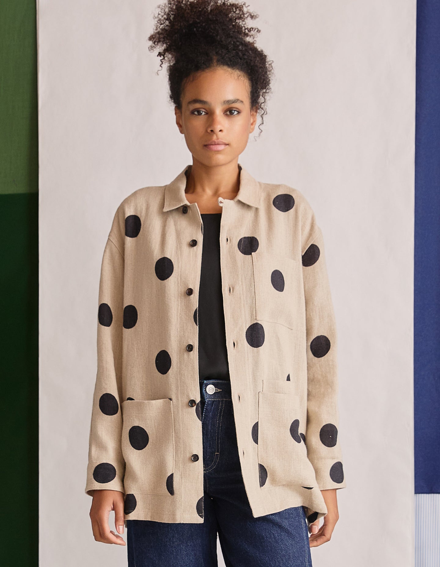 The Linen Chore Coat (Polka Spot Linen)