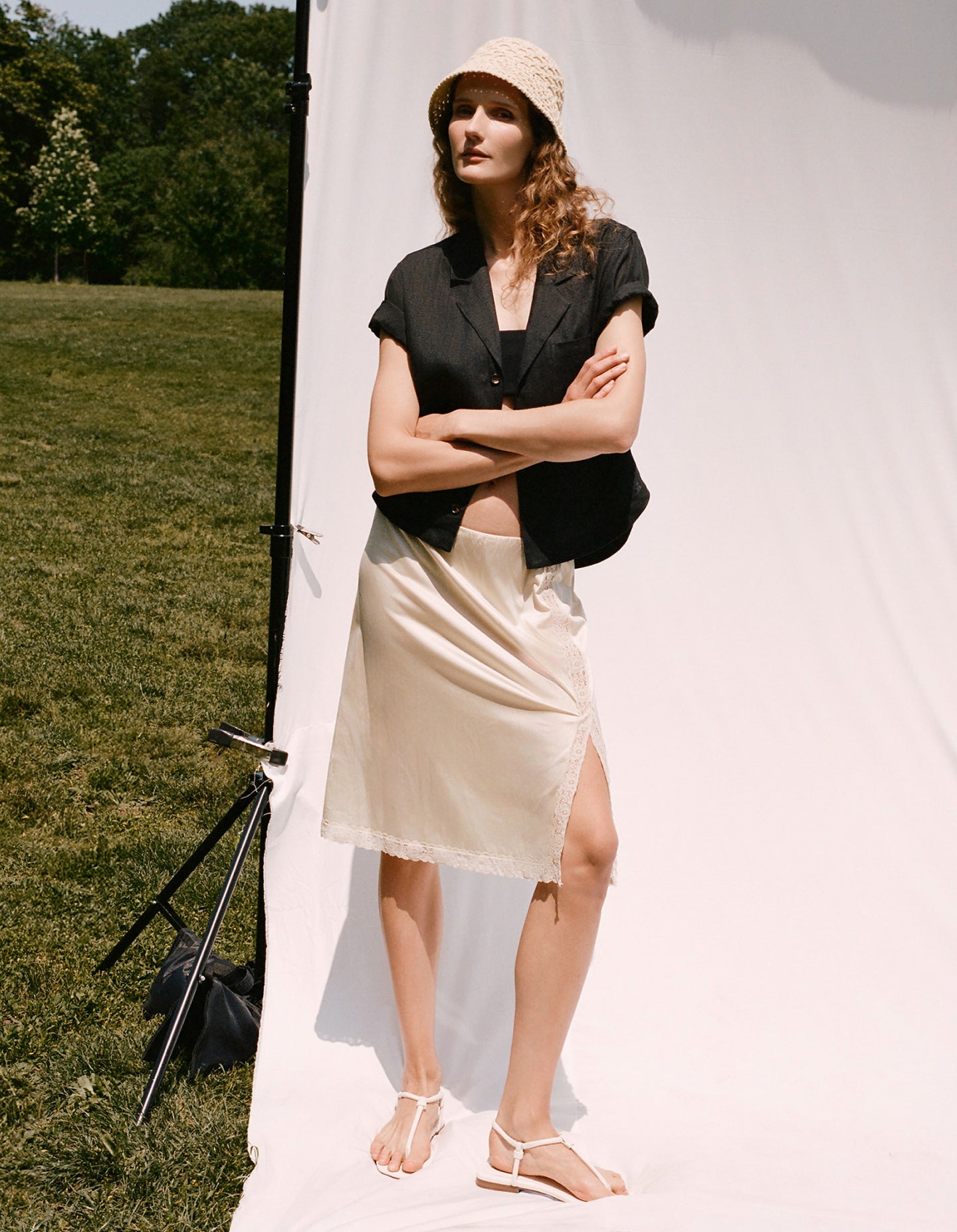 Vintage Cream Lace Slip Skirt