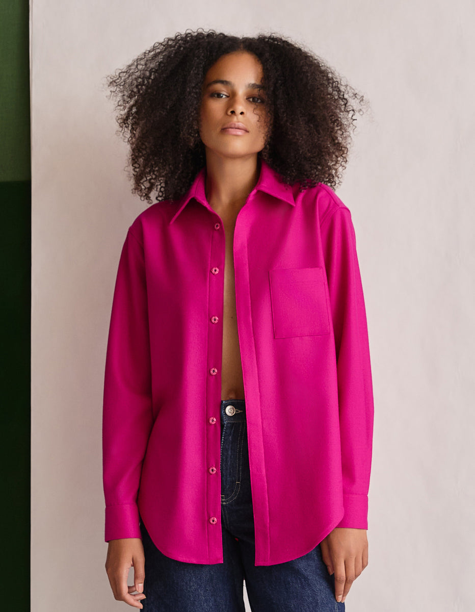 The New Oxford Shirt in 'Hot Hot Pink' Merino Wool | NAOMI NOMI