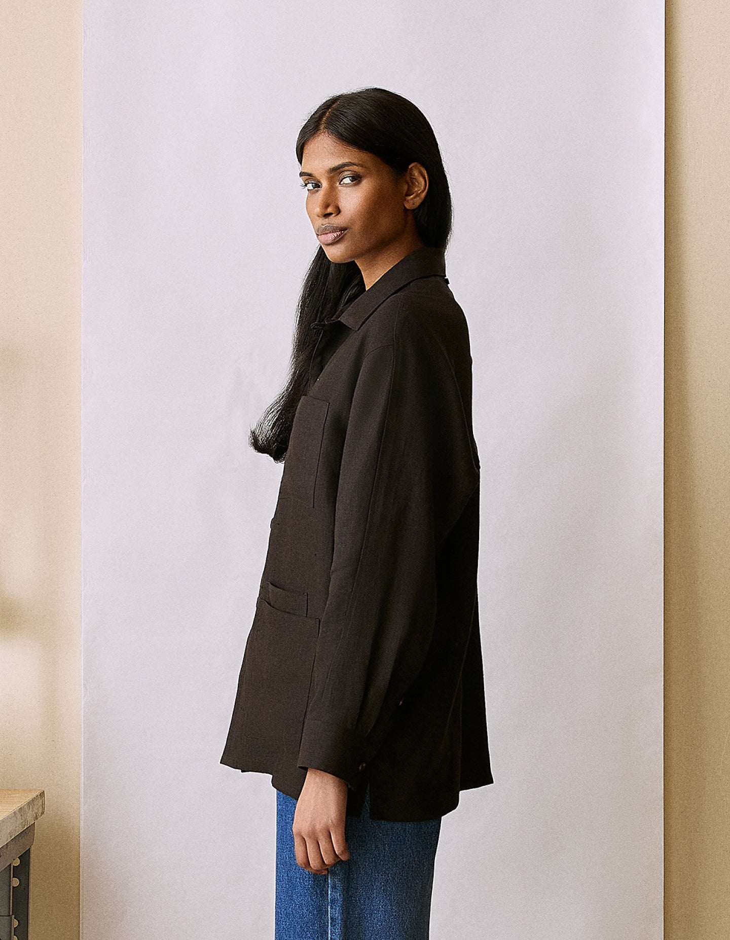 The Linen Chore Coat (Redacted Black Linen)