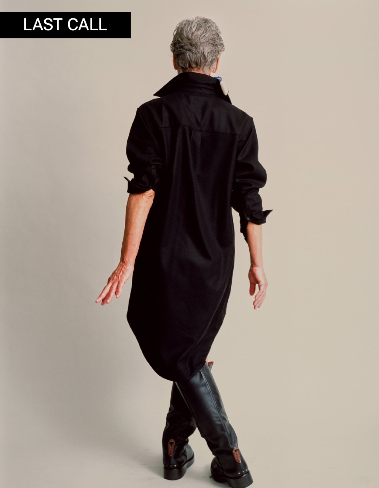 The Shirtdress (Black Enamel Merino Wool)