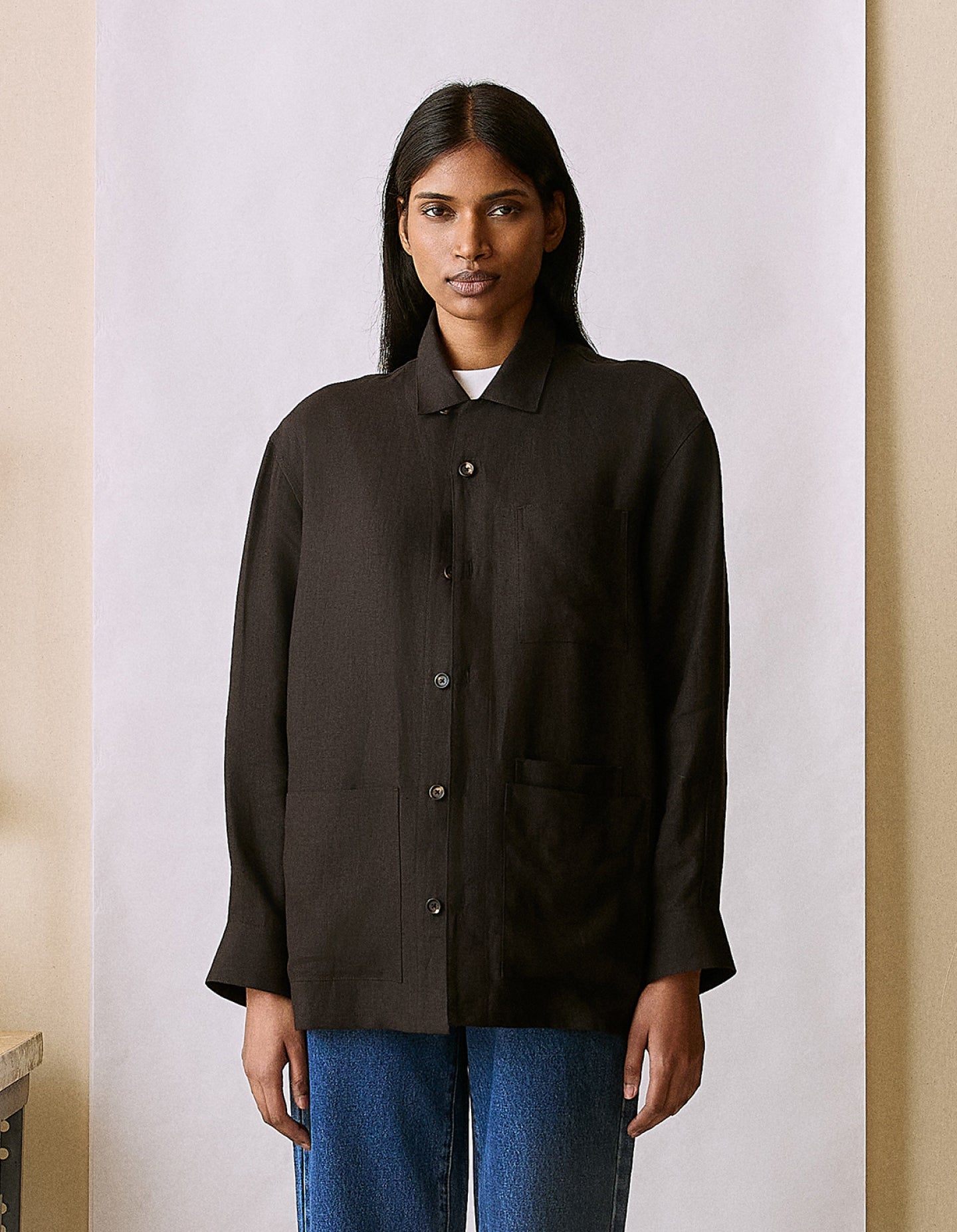 The Linen Chore Coat (Redacted Black Linen)