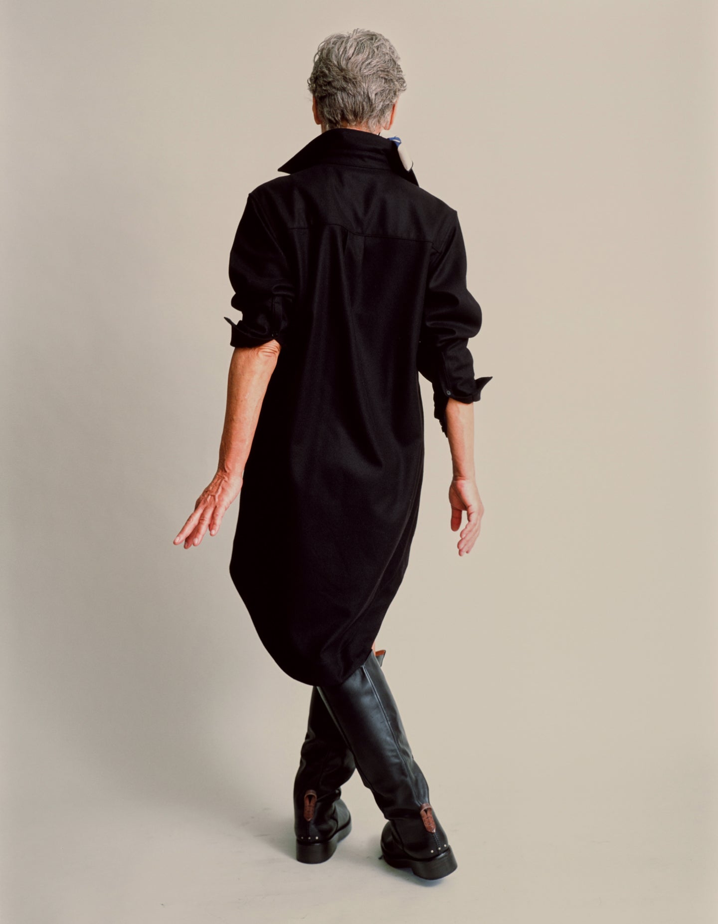 The Shirtdress (Black Enamel Merino Wool)