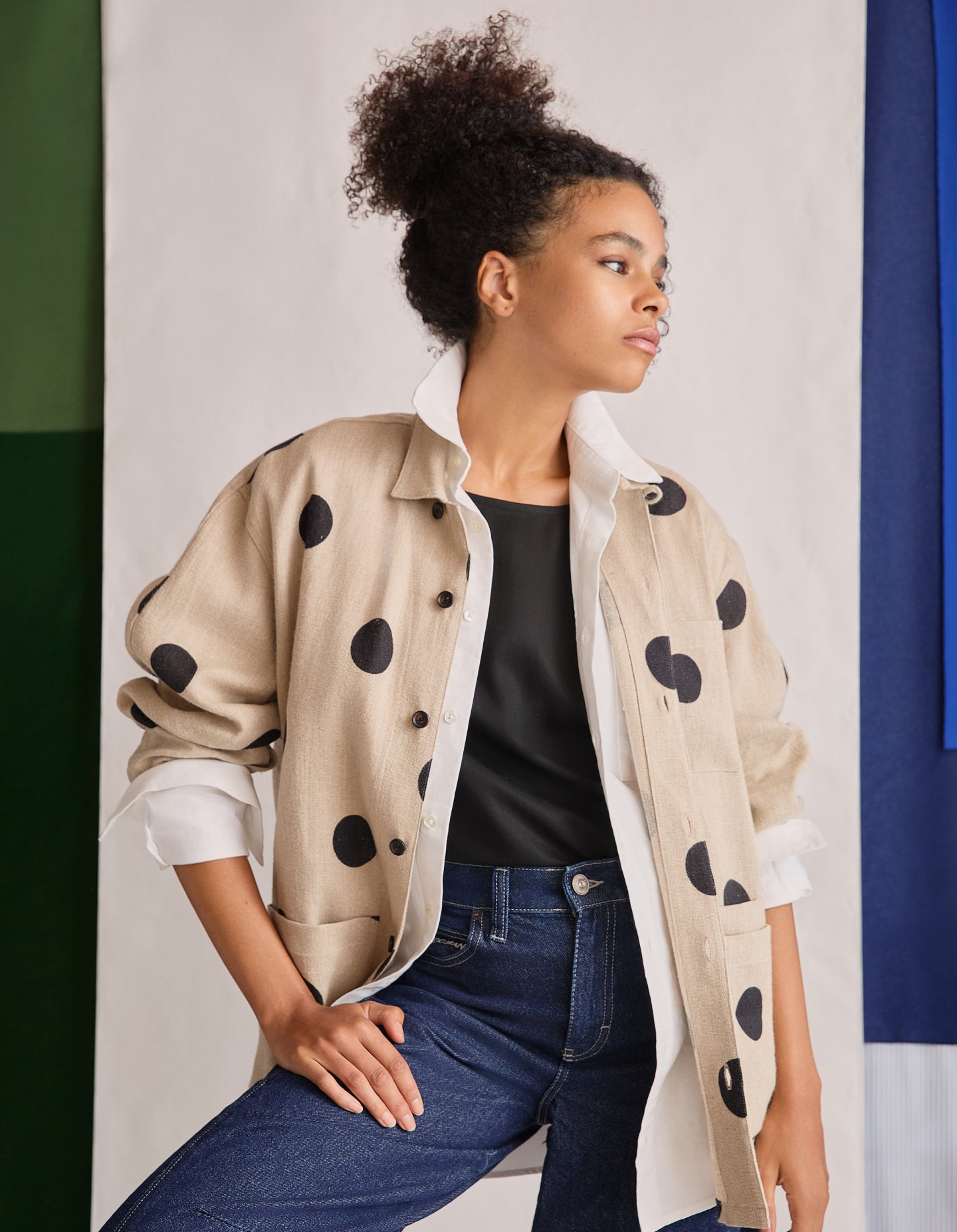 The Linen Chore Coat (Polka Spot Linen)