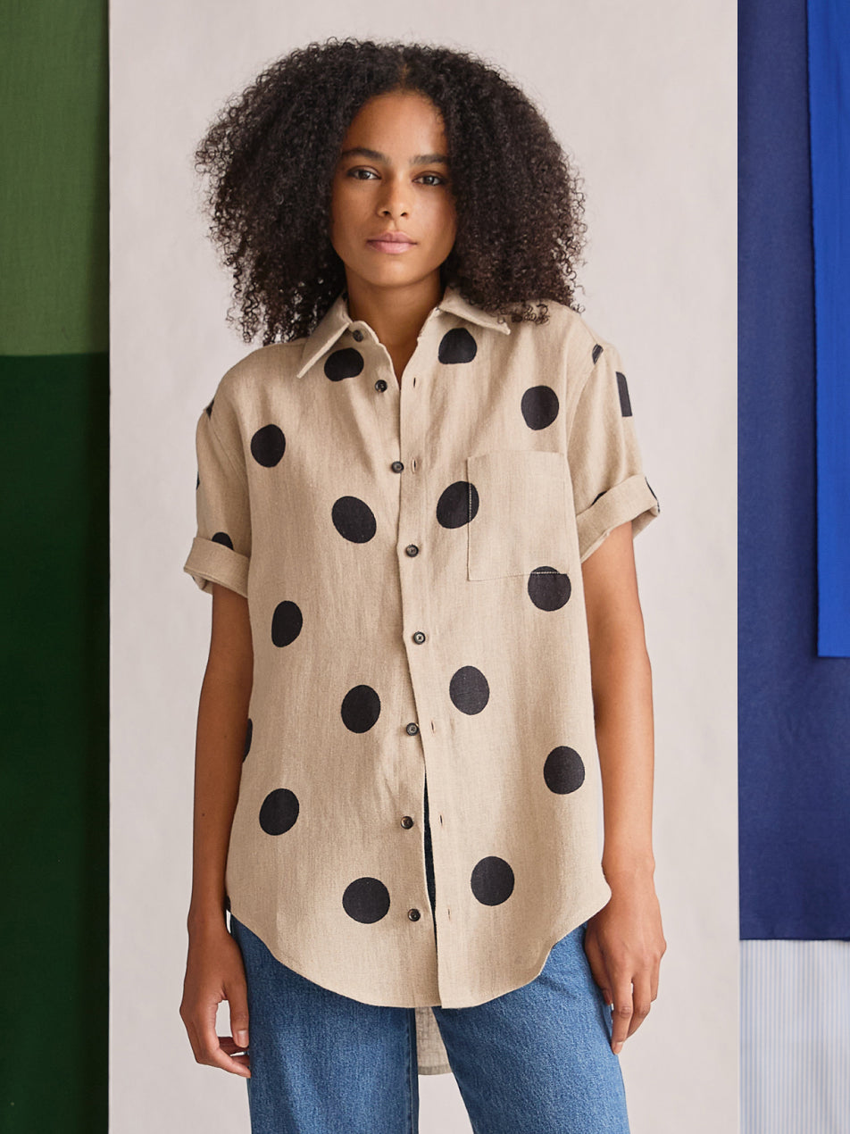 The Short Sleeve Oxford (Polka Spot Linen)