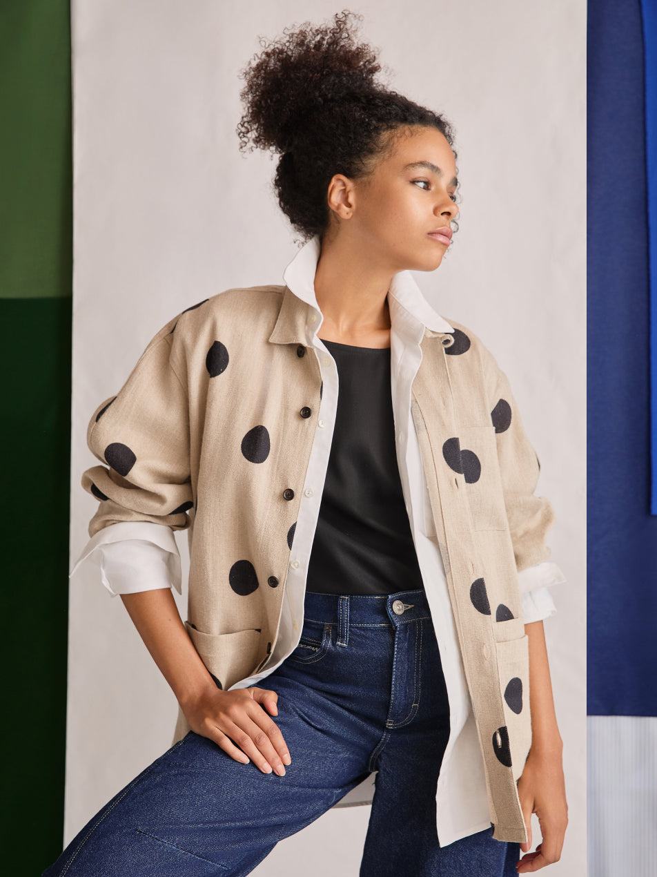 The Linen Chore Coat (Polka Spot Linen)
