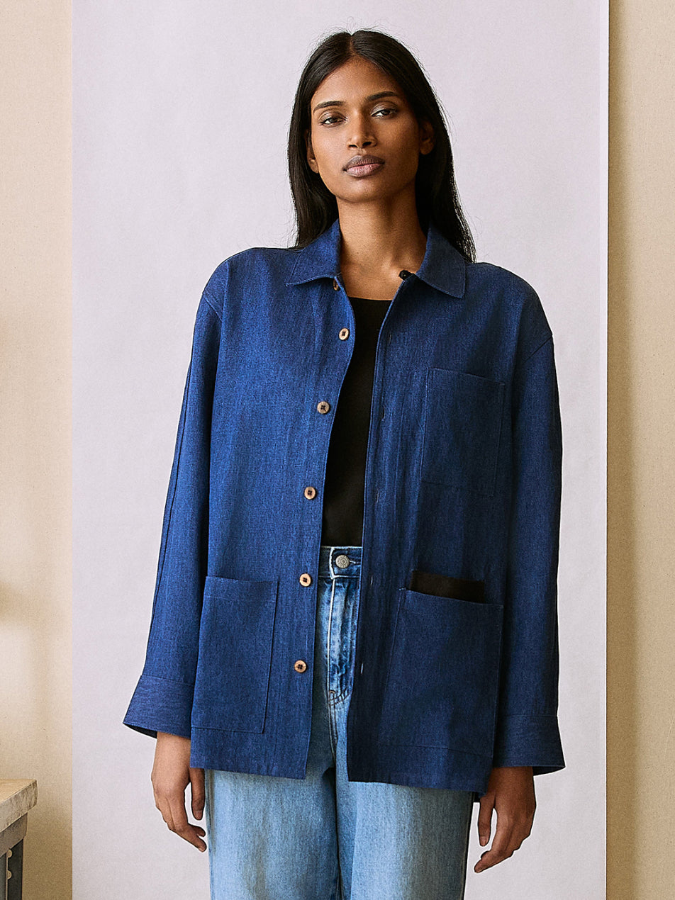 The Hemp Denim Chore Coat (Indigo Hemp Denim)