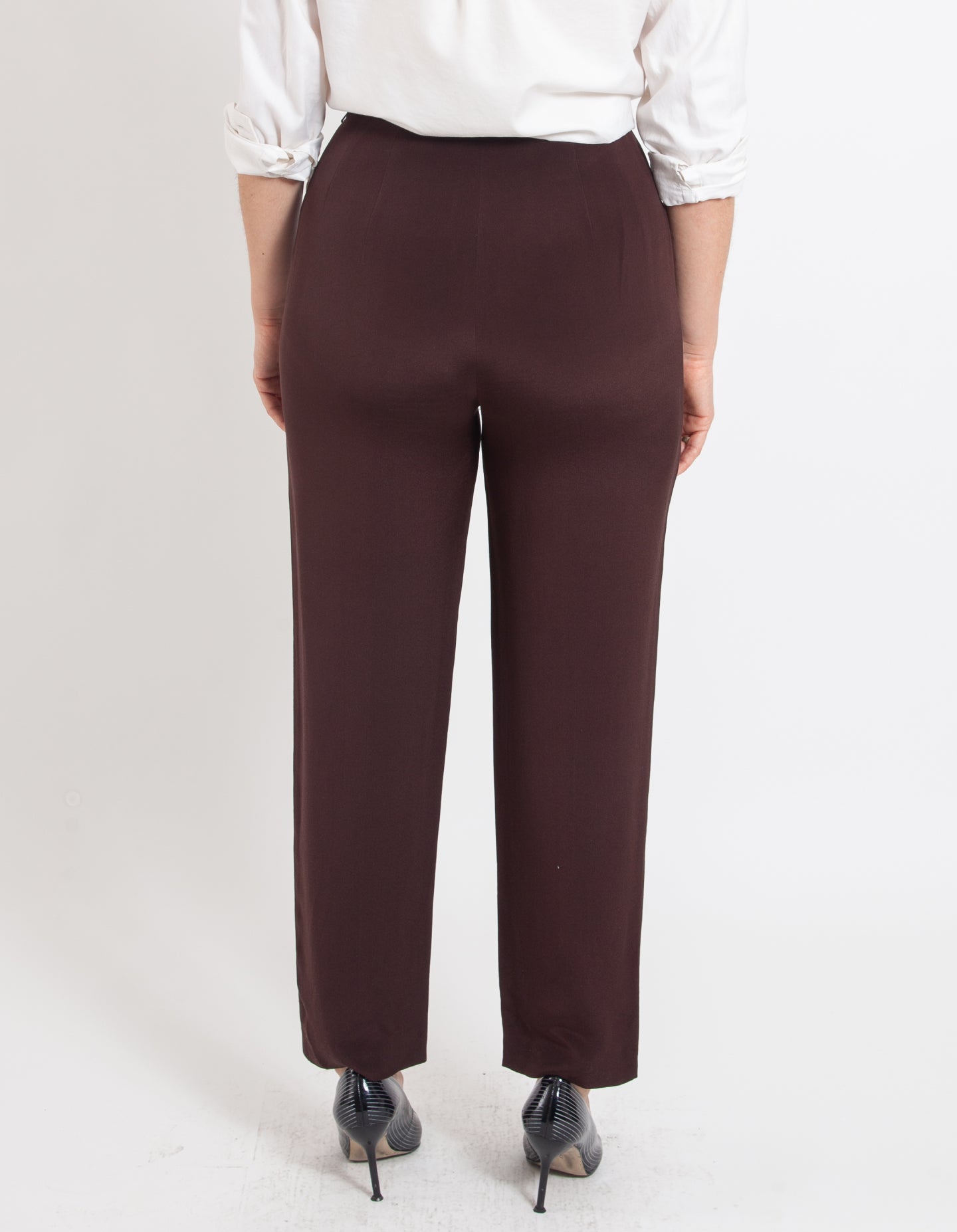 Vintage Chocolate Silk Trousers