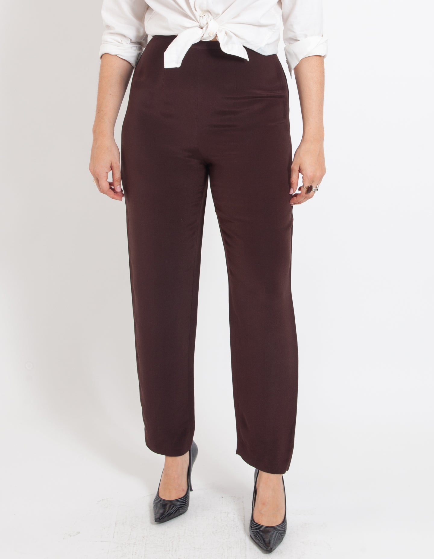 Vintage Chocolate Silk Trousers