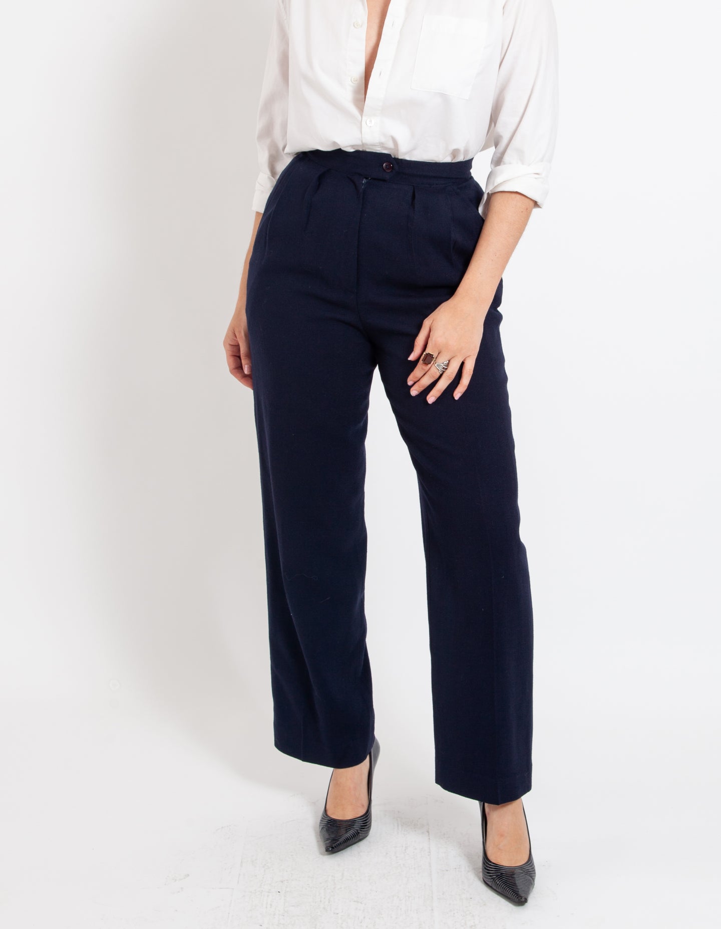 Vintage Navy Wool Trouser