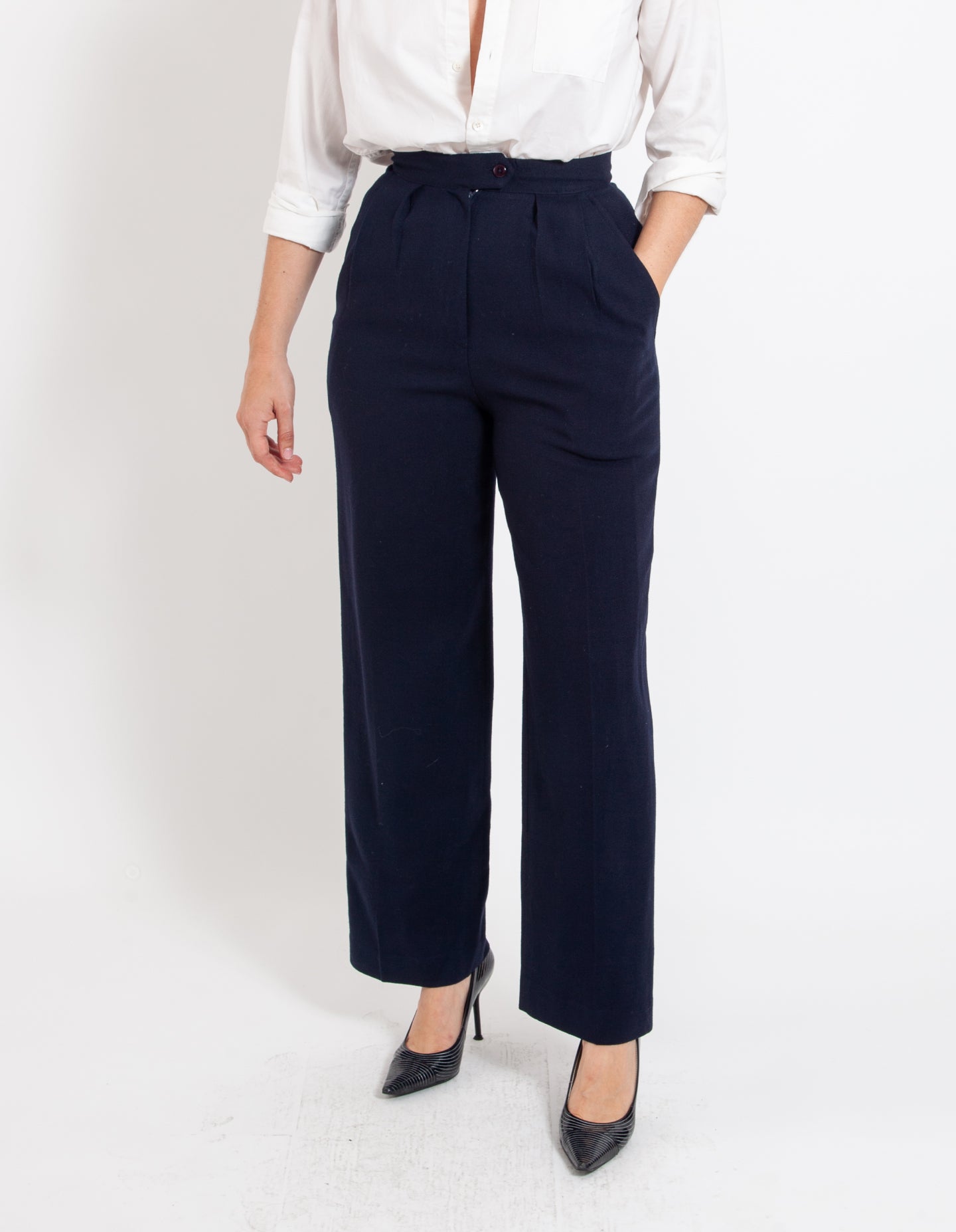 Vintage Navy Wool Trouser