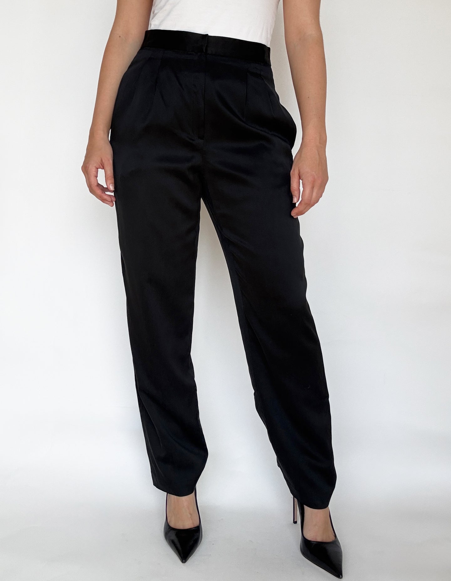 Vintage Noir Silk Trousers