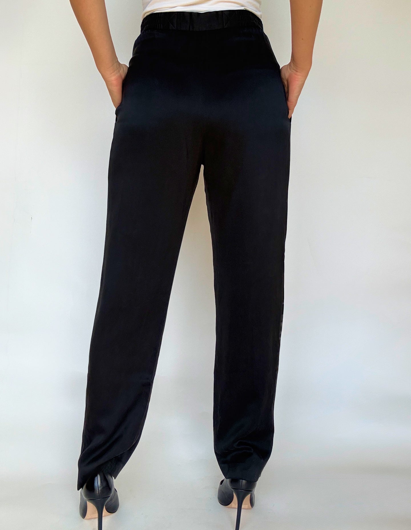 Vintage Noir Silk Trousers