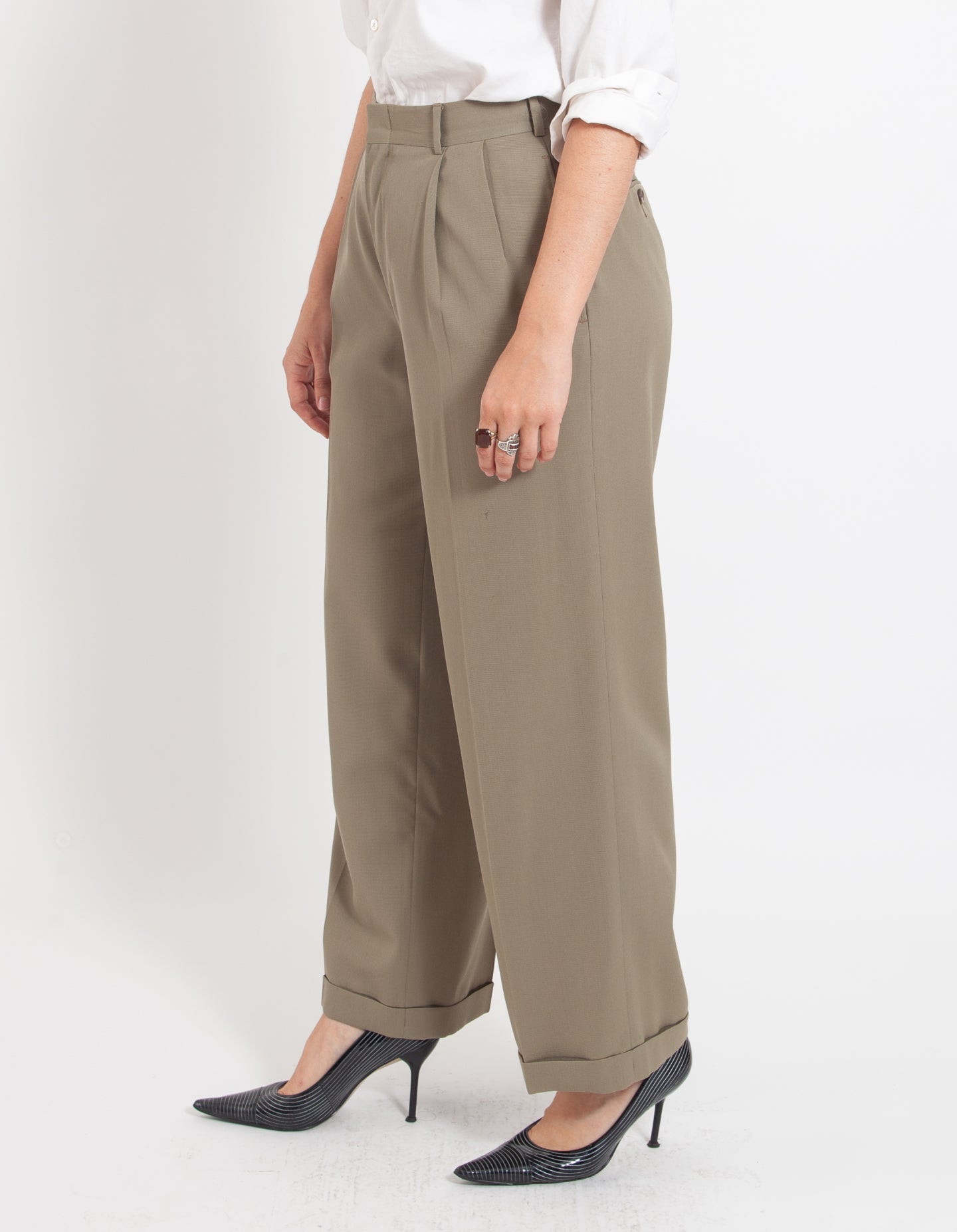 Vintage Olive Cuffed Trouser