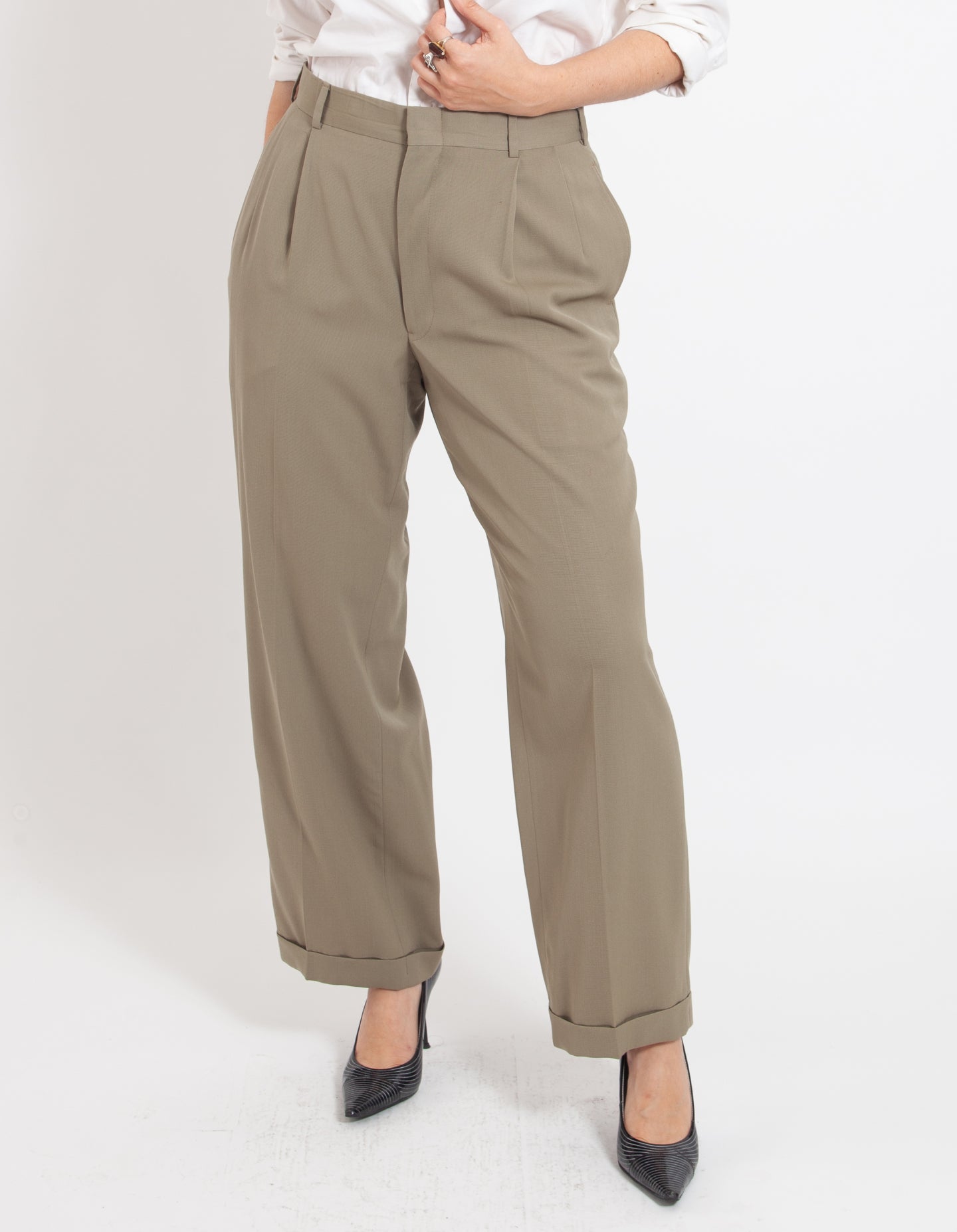 Vintage Olive Cuffed Trouser
