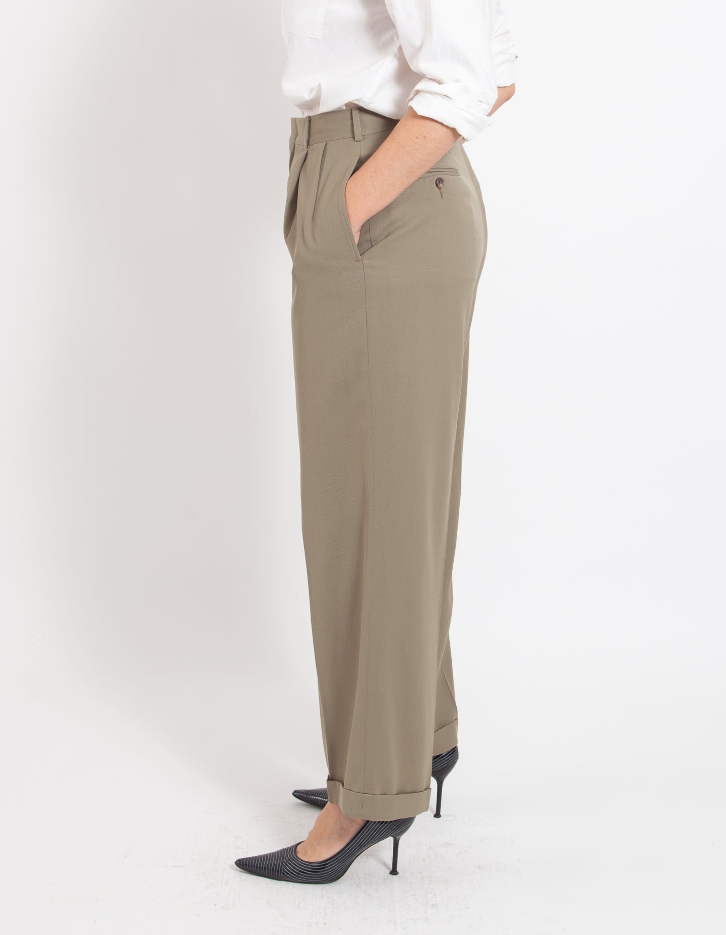 Vintage Olive Cuffed Trouser
