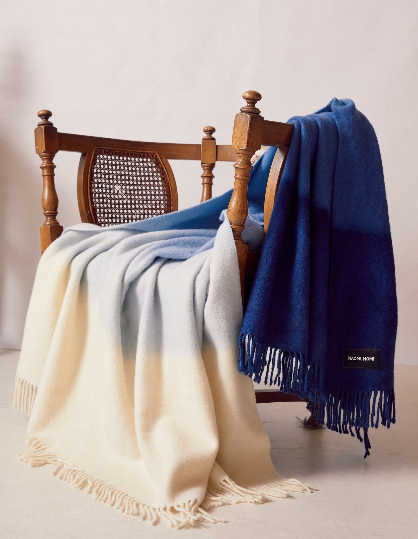 The Gradient Blanket (Moonlight Blue Mongolian Wool)