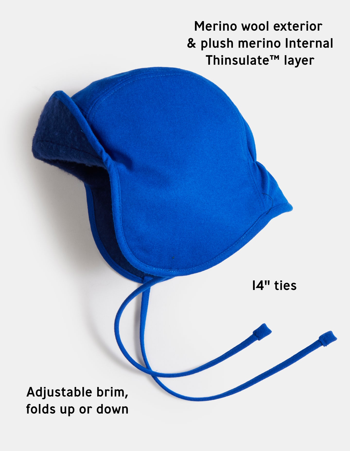 The Trapper Hat (Electrical Blue Merino Wool)