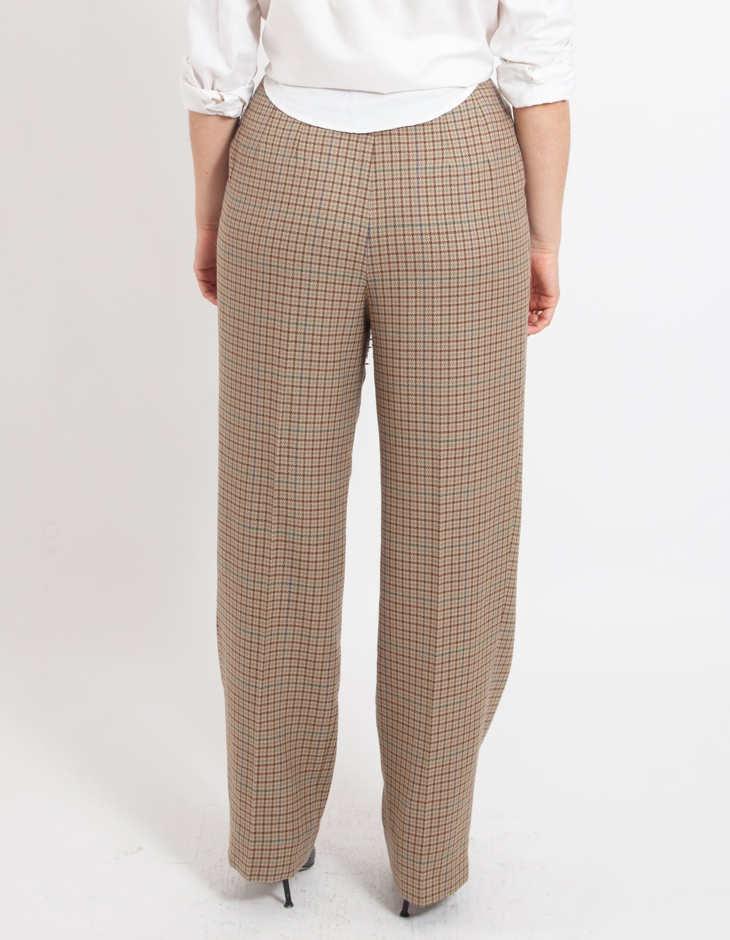 Vintage Truffle Plaid Wool Trousers