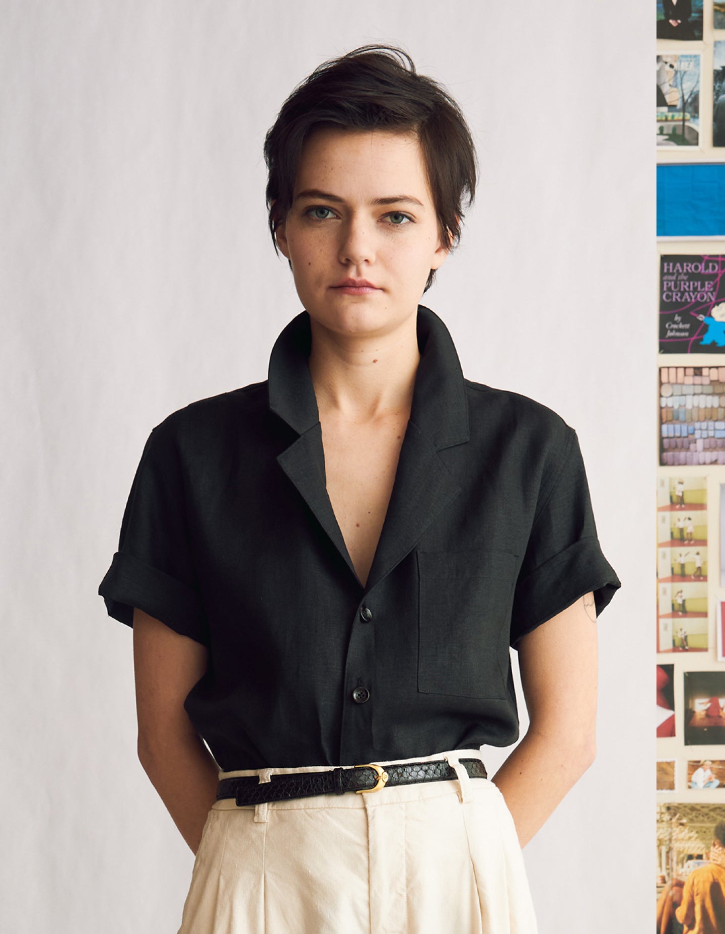 The Studio Shirt (Redacted Black Linen)