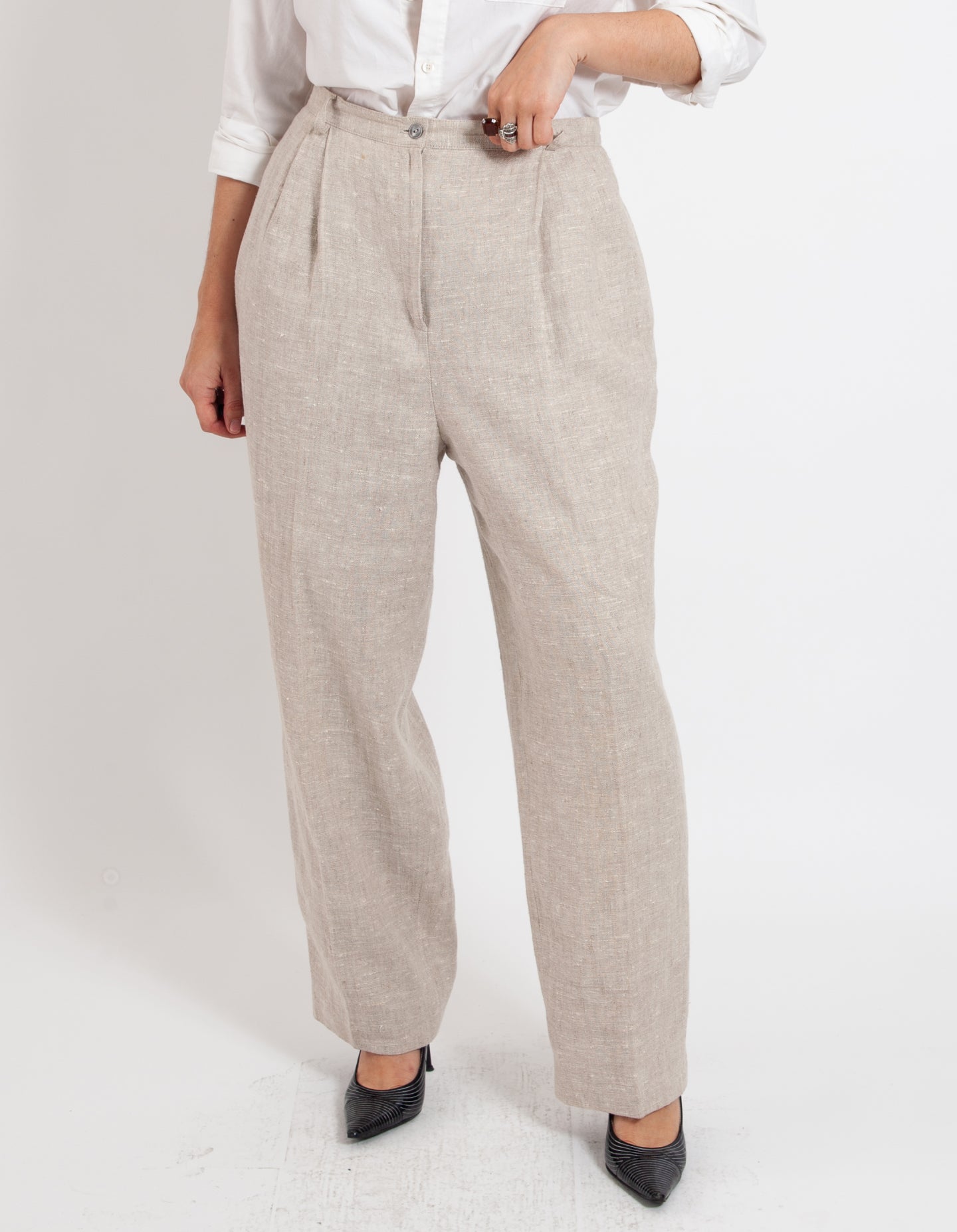 Vintage Slubbed Linen Trousers