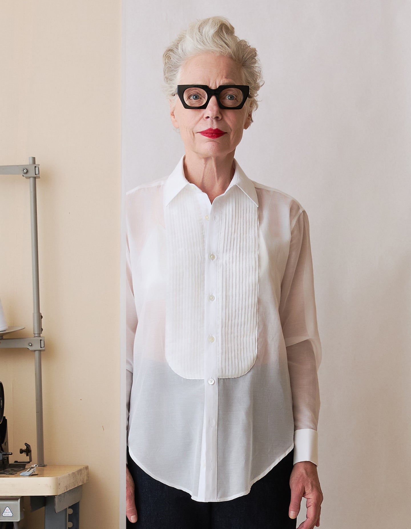 The Tuxedo Shirt (Veil White Sheer Silk Cotton)