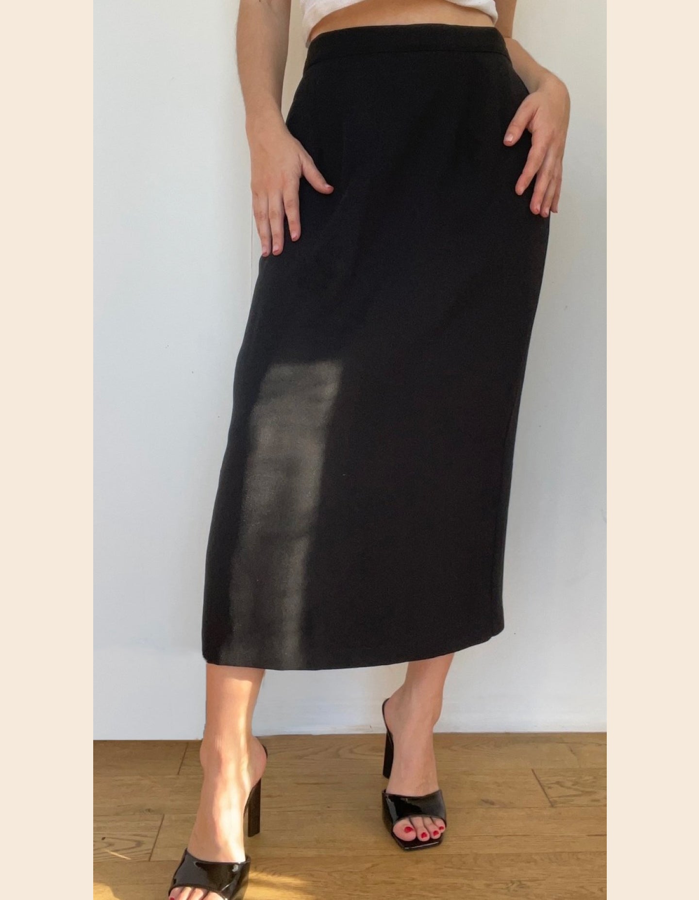 Vintage Noir Midi Skirt (Sourced by The Narrative Vintage)