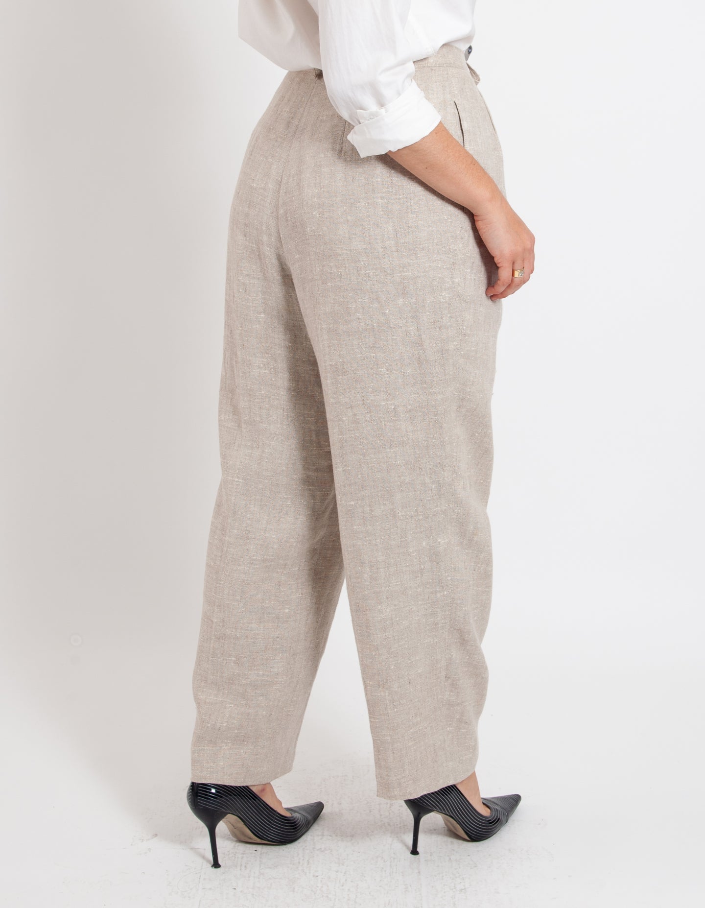 Vintage Slubbed Linen Trousers