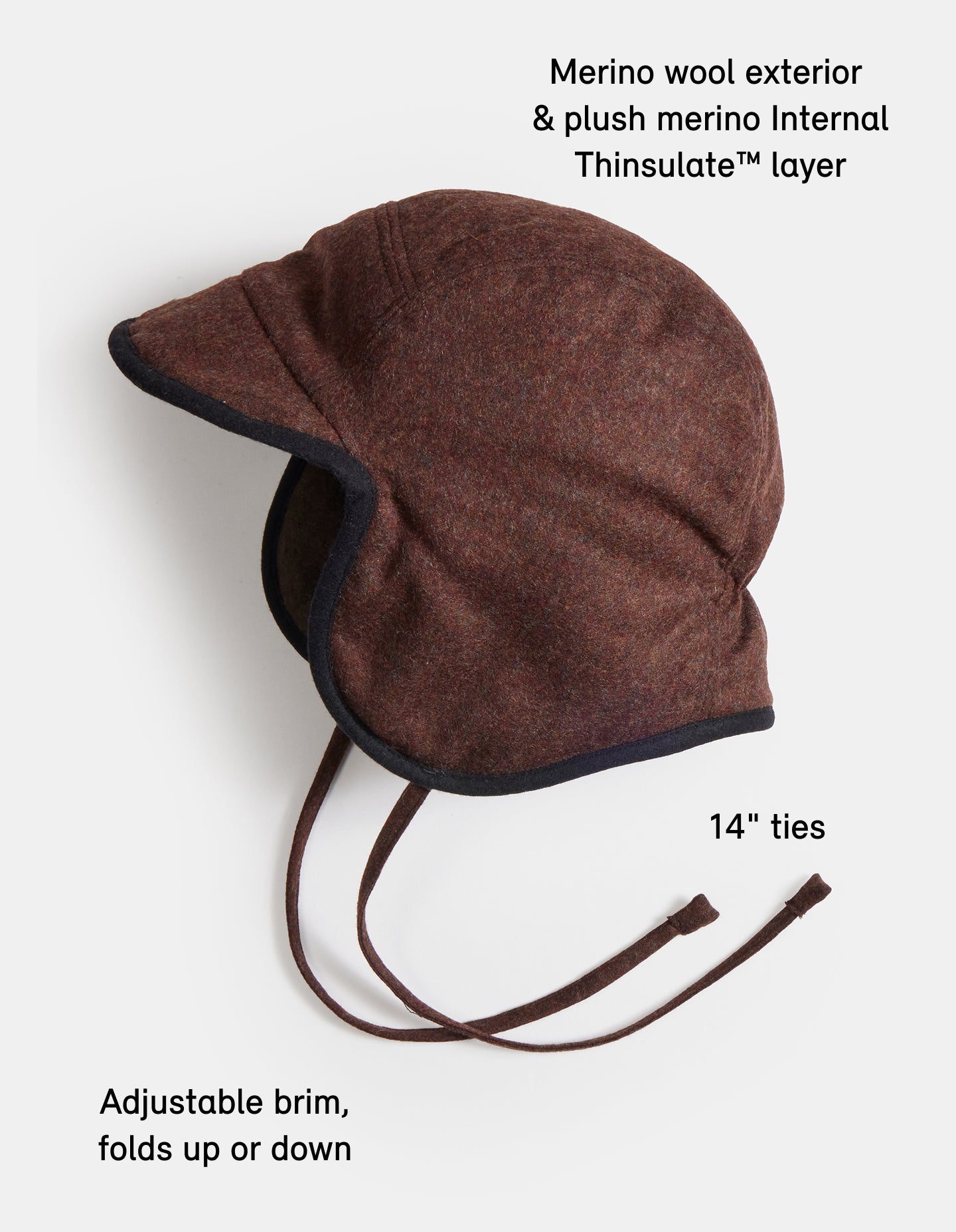 The Trapper Hat (Truffle Merino Wool)