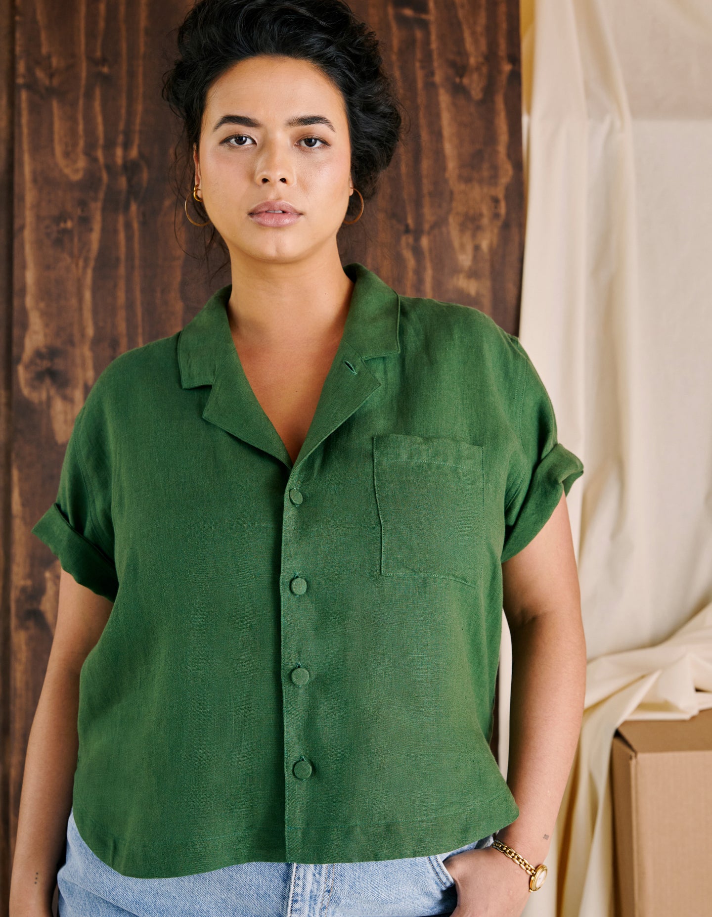 The Studio Shirt (Prospect Green Linen)