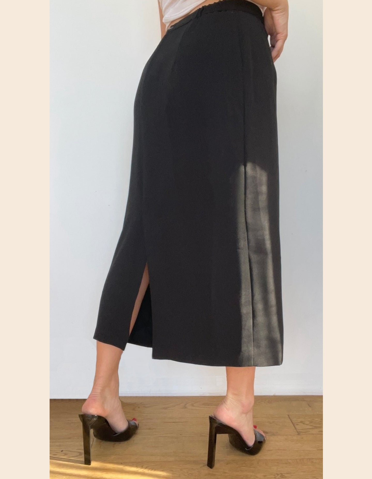 Vintage Noir Midi Skirt (Sourced by The Narrative Vintage)