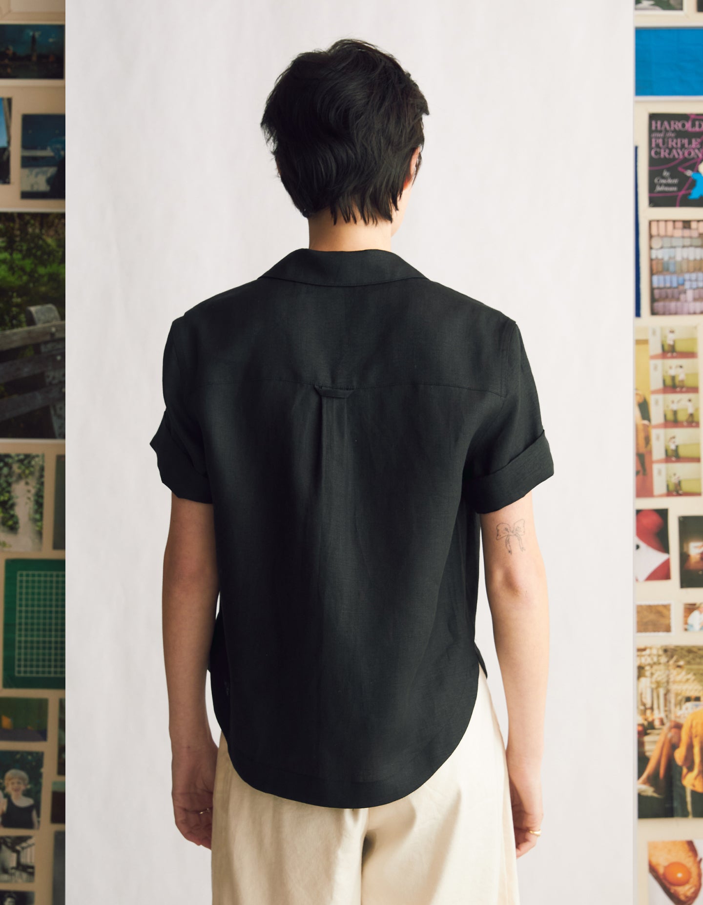 The Studio Shirt (Redacted Black Linen)