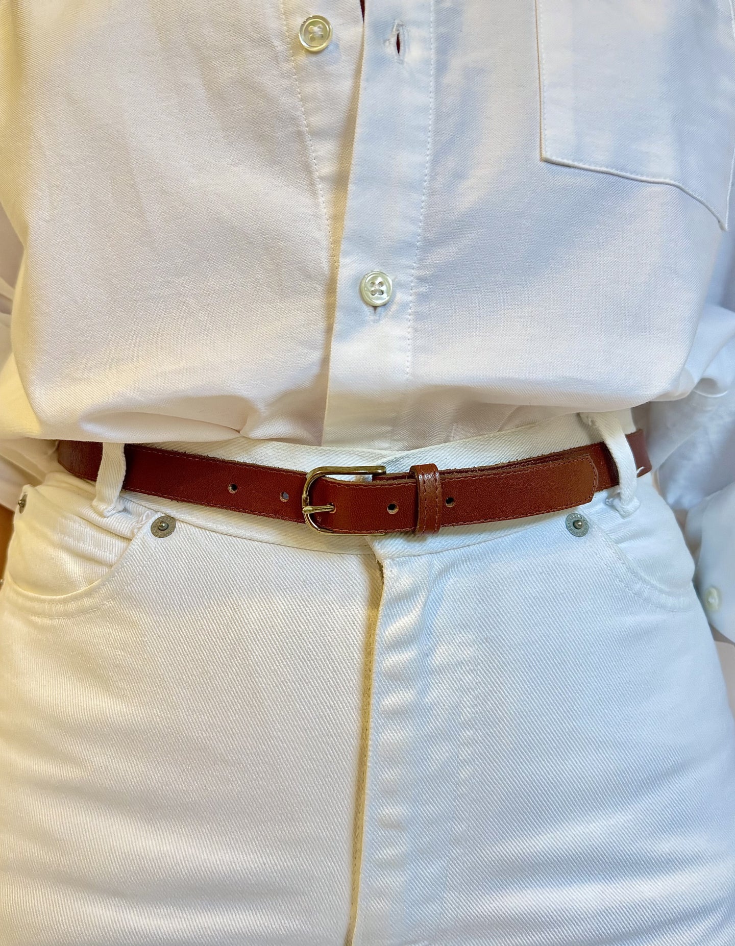 Vintage Caramel Brown Leather Belt