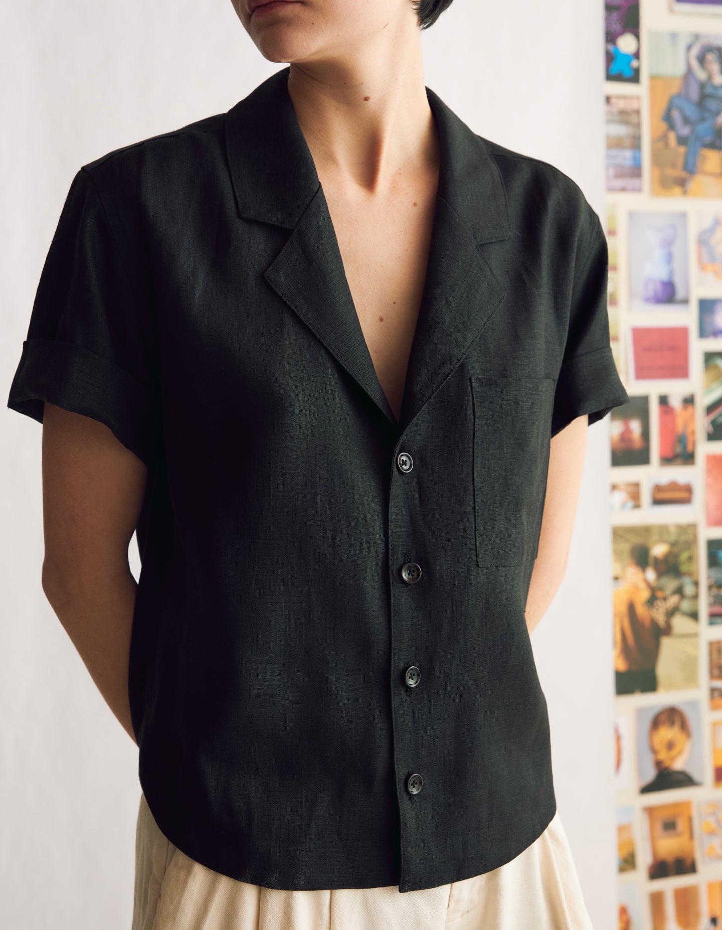 The Studio Shirt (Redacted Black Linen)