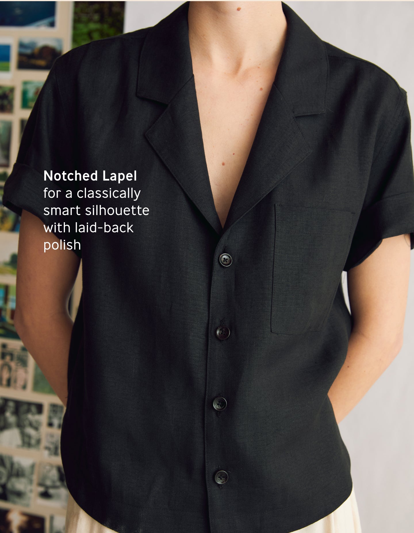 The Studio Shirt (Redacted Black Linen)