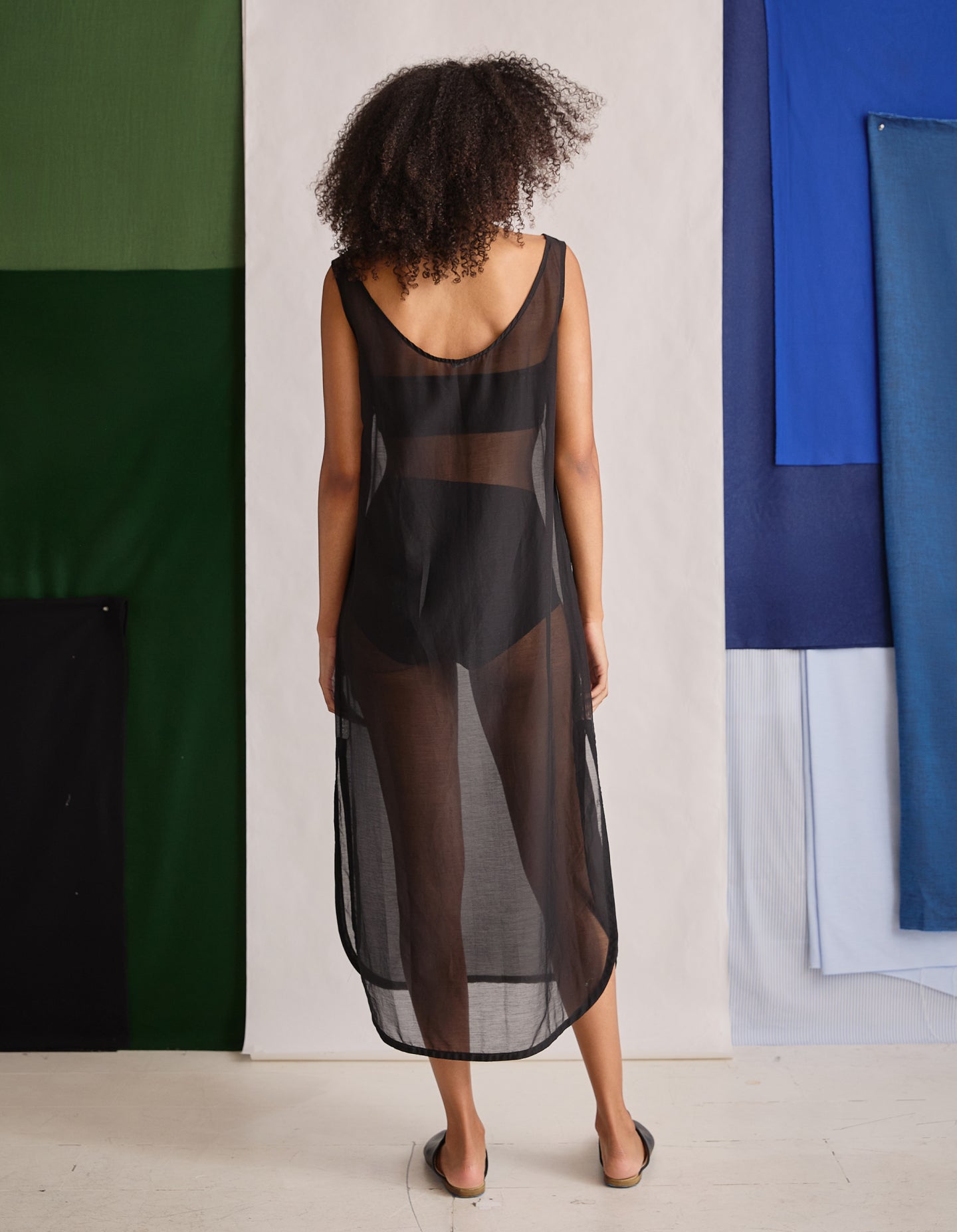 The Muse Dress (Shadow Black Sheer Silk Cotton)