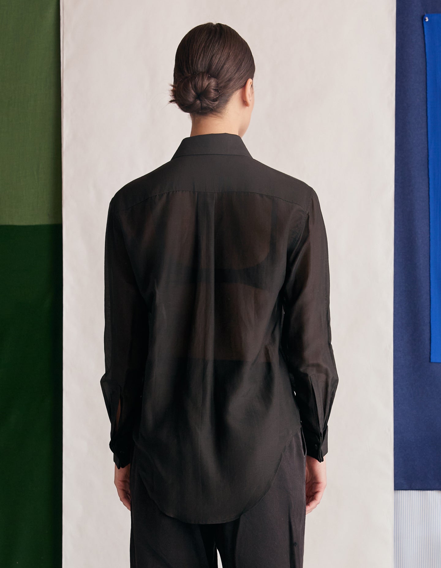 The Tuxedo Shirt (Shadow Black Sheer Silk Cotton)